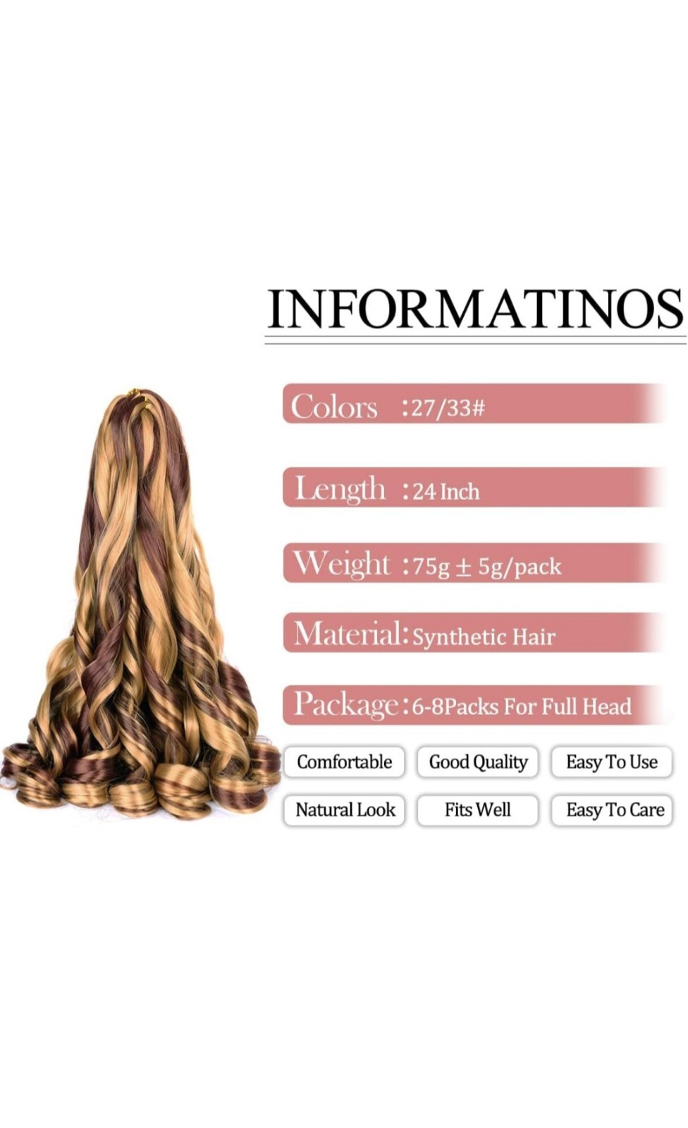 Curly Braiding Hair 8 packs Spanish Curly Braiding Hair P27/33 Bouncy…