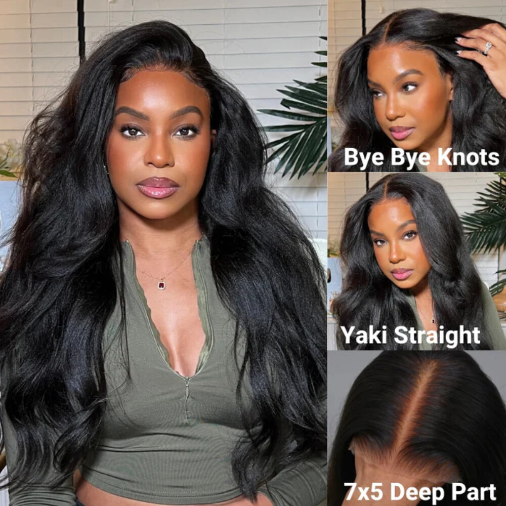 UNice Cambodian Kinky Edges Yaki Straight Wear Go Glueless Lace Wigs Human Hair