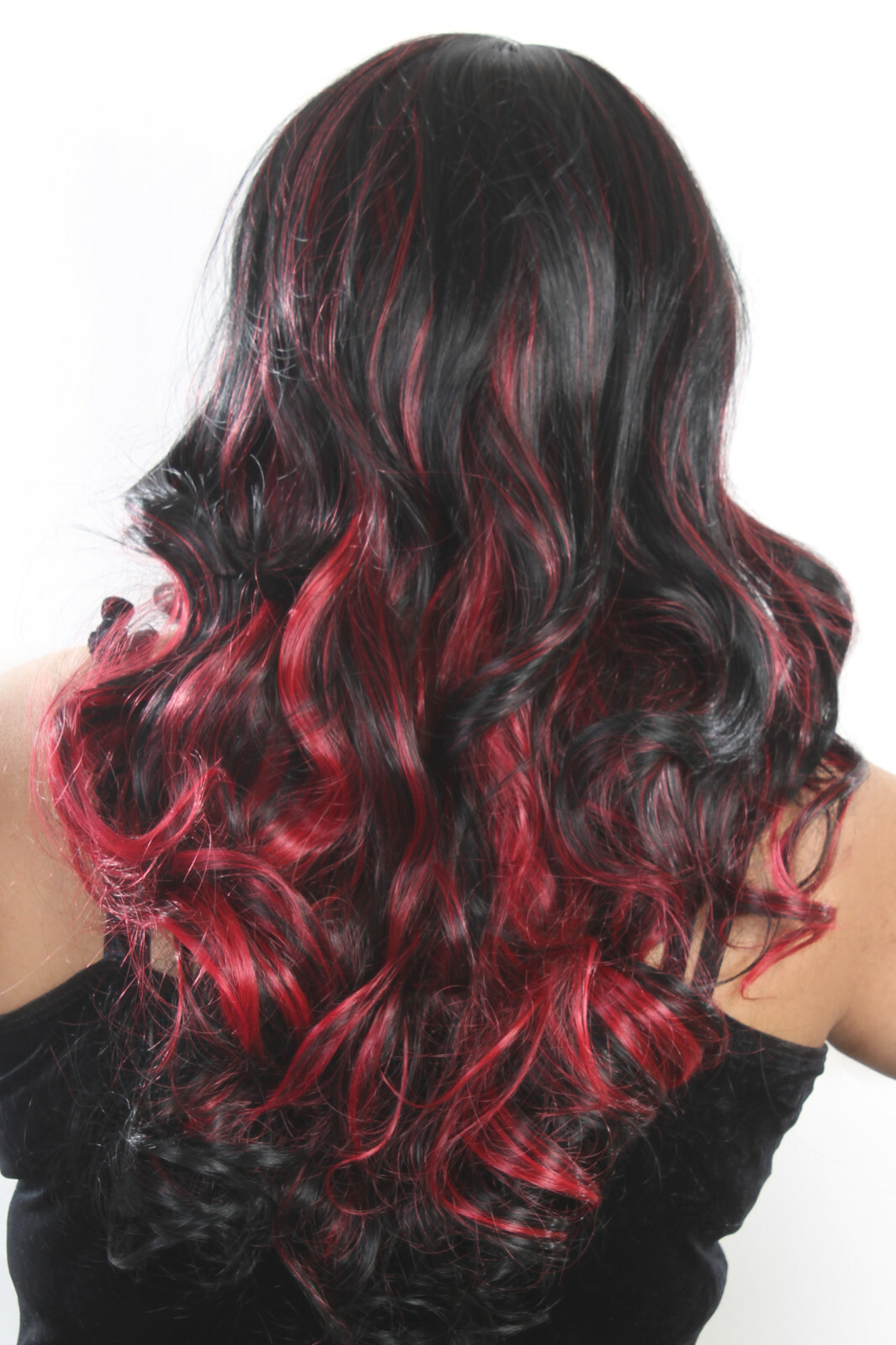 New Wigs for women with Bangs Long Wavy Blonde Balayage Red Black Synthetic Hair