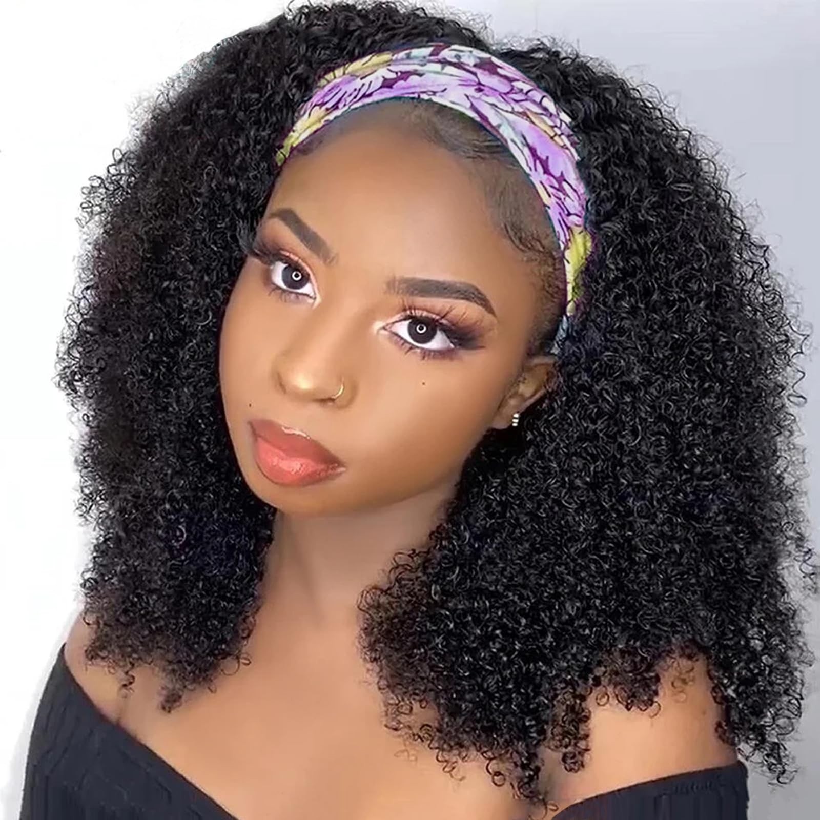 Headband Human Hair Kinky Curly Headband Wigs for Black Human Hair Headband C…