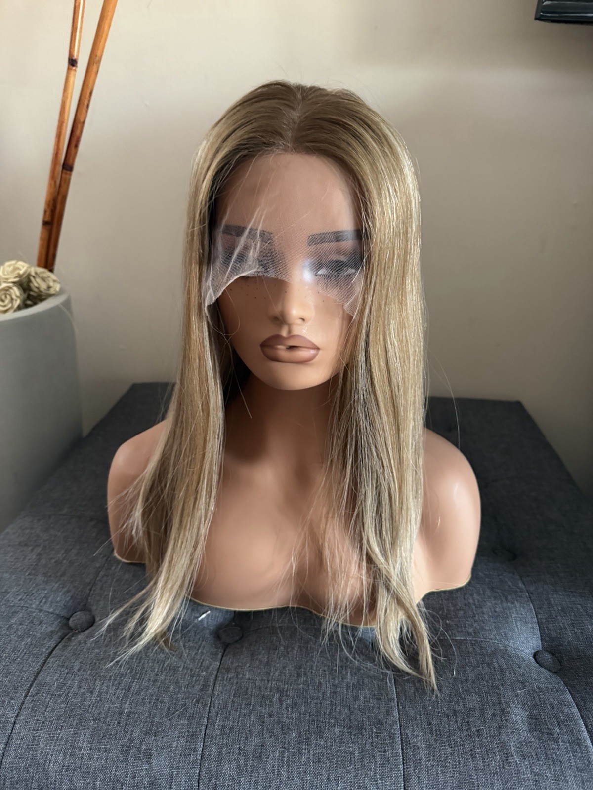 human hair lace Top European Hand tied Wig 18 Inches Size Small