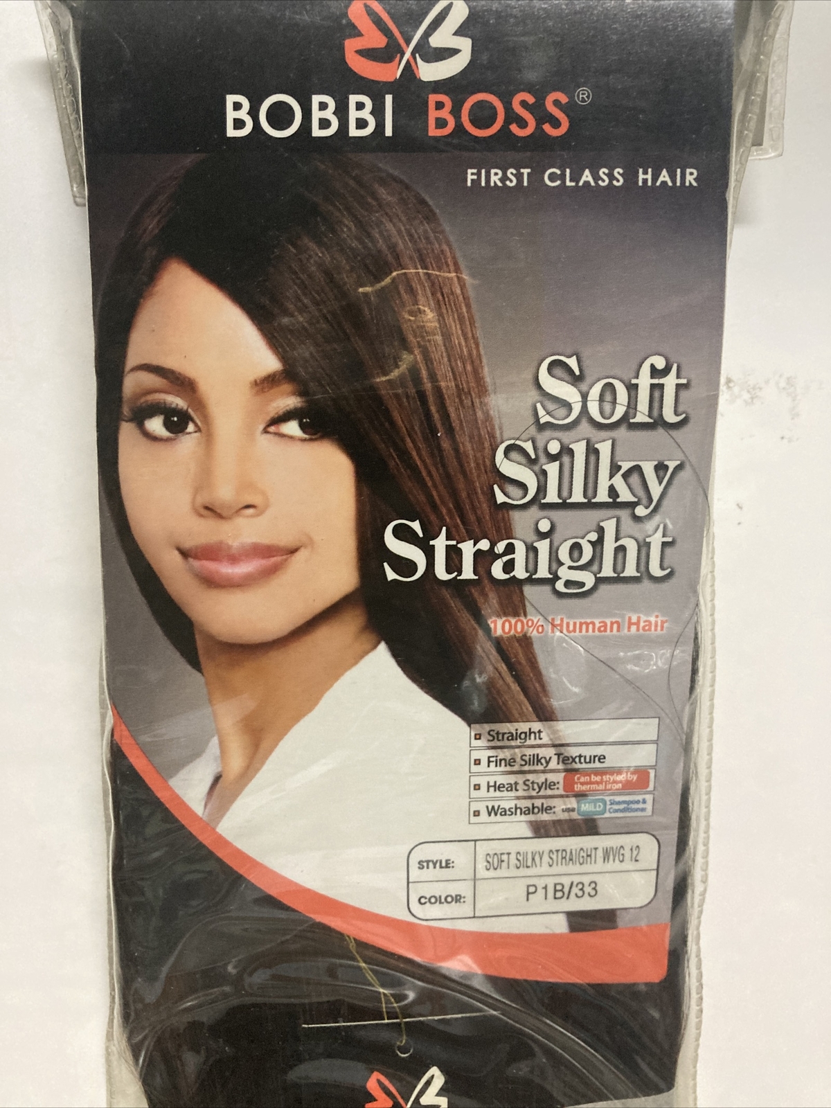 Bobbi Boss 100% Human Hair for Weaving Soft Silky Straight 12″ Color: 1B/33