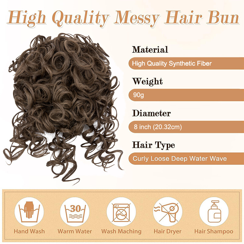 Drawstring Scrunchie Updo Loose Wave Large Curly Hair Bun Extension w/ Ponytail