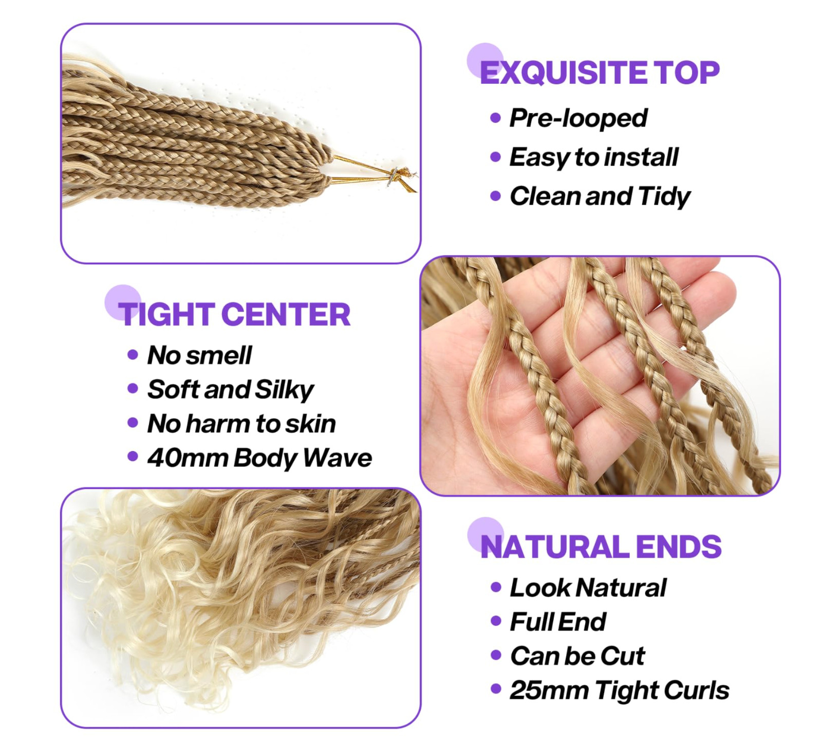 Pre-Looped Crochet Braids 8 Packs T27/613 24inch