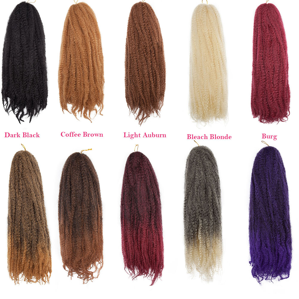 3Packs Black Hair Crochet Afro Marley Kinky Curly Hair Extensions Synthetic 18in