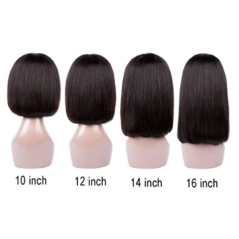 Short Bob Wig Human Hair Wigs Full Machine Made Wigs Natural Color With Bangs