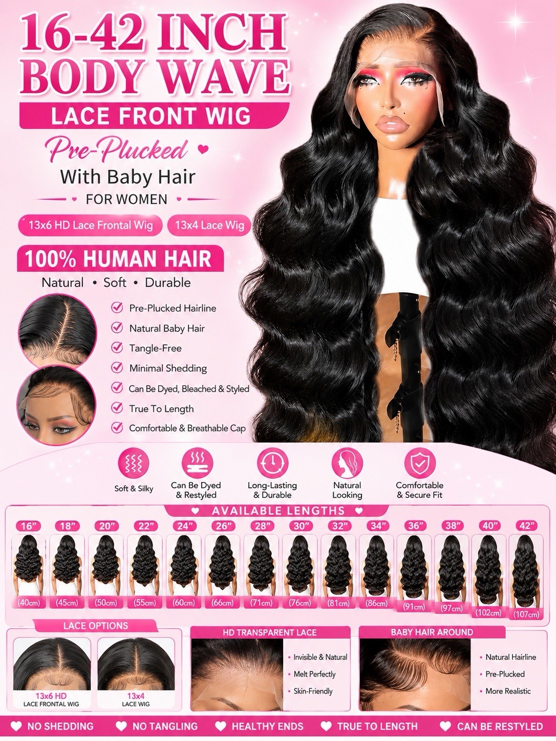 Luxury Body Wave Lace Front Wig | HD LACE | Pre- Plucked Hairline | Soft & Full