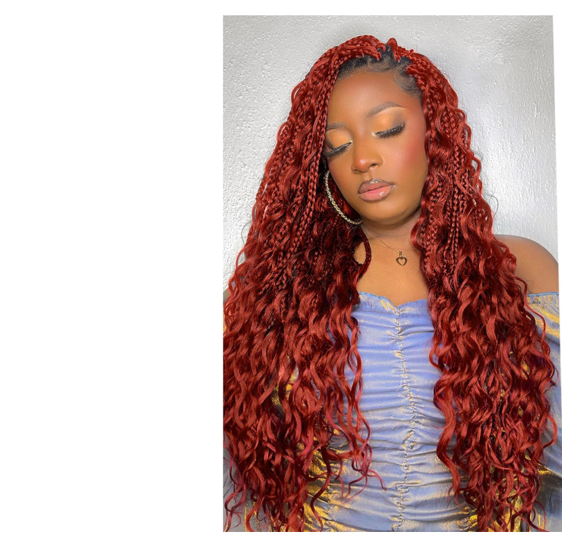 Hair Extension Braids 24″ Reddish Brown 7 Packs w/ Crochet Hook & Beads NEW