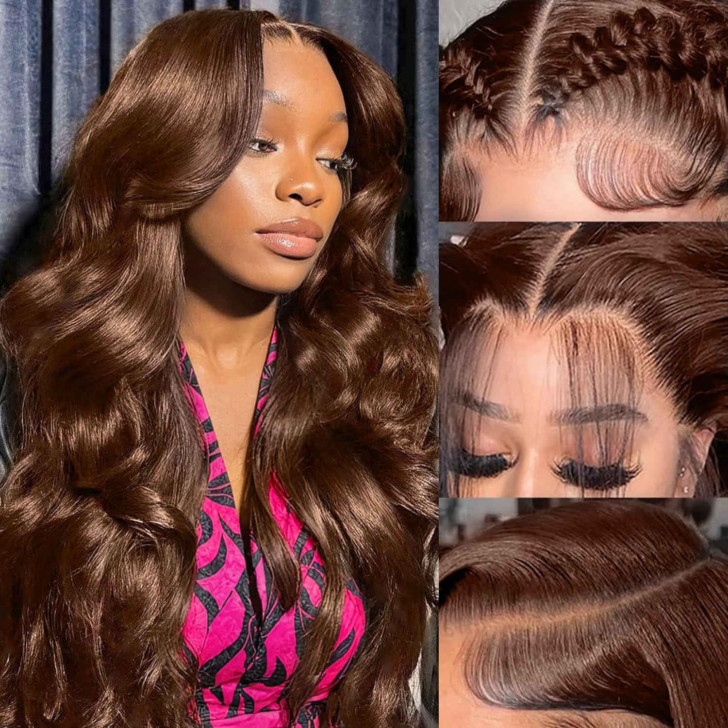 Isufer Chocolate Brown Lace Front Closure 4X4 Human Hair 20 Inch Body Wave