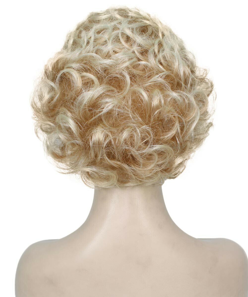 Monroe – Curly Kanekalon Synthetic Fiber Full Wig, 4 – 4.5 in, Platinum Blonde