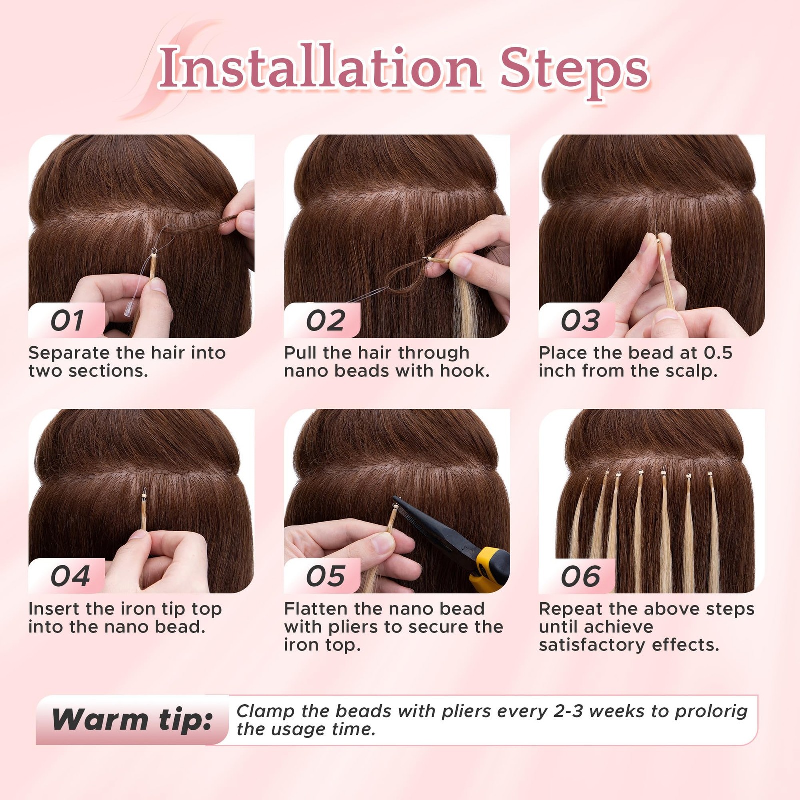 Sego Nano Tip Hair Extensions Human Hair Nano Beads Balayage Seamless Highlight