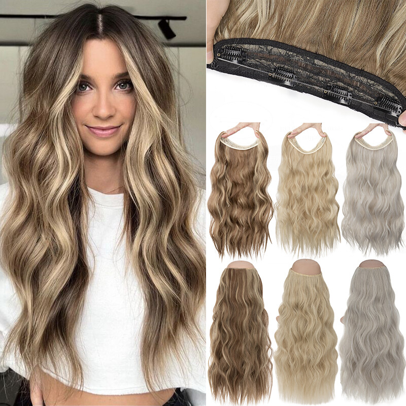 100% Real Natural as Human Wire Clip in Hair Extensions Invisible One Piece Wavy