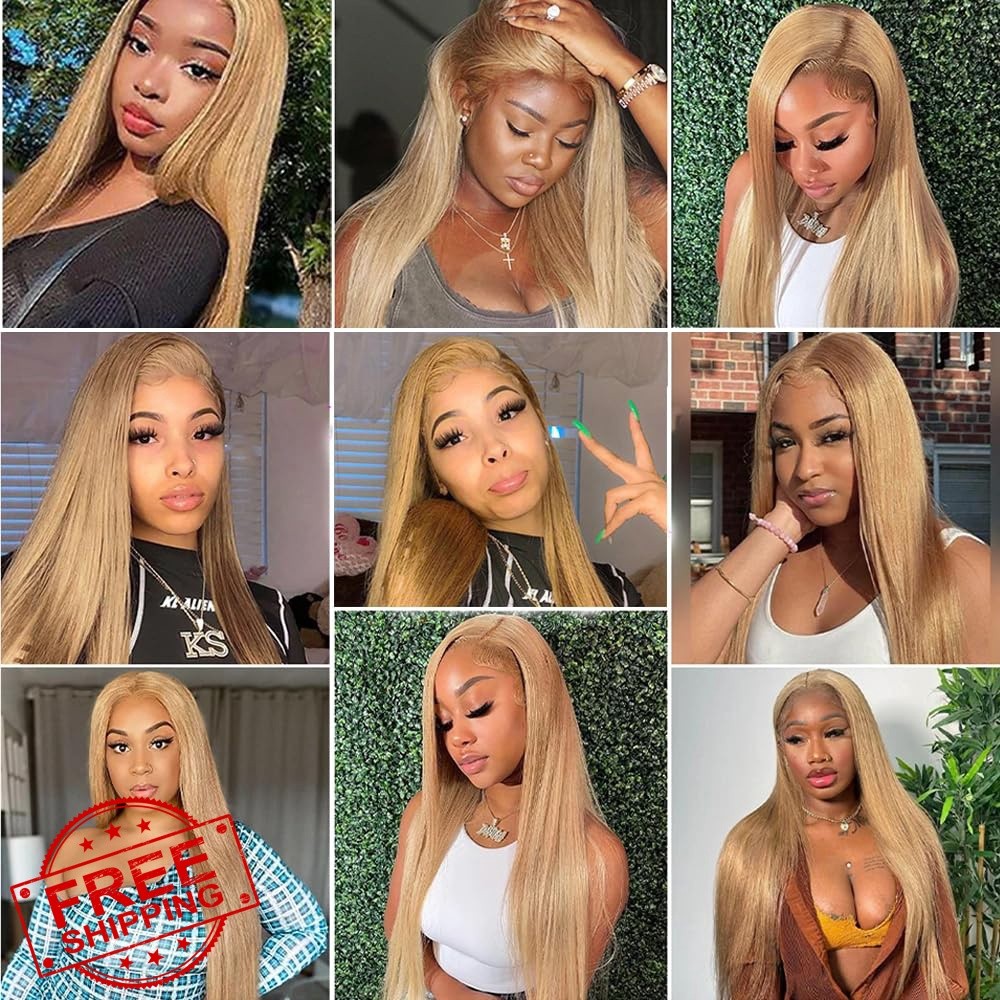 GtaiiReu #27 Blonde Straight Bundles 28 Inch Human Hair