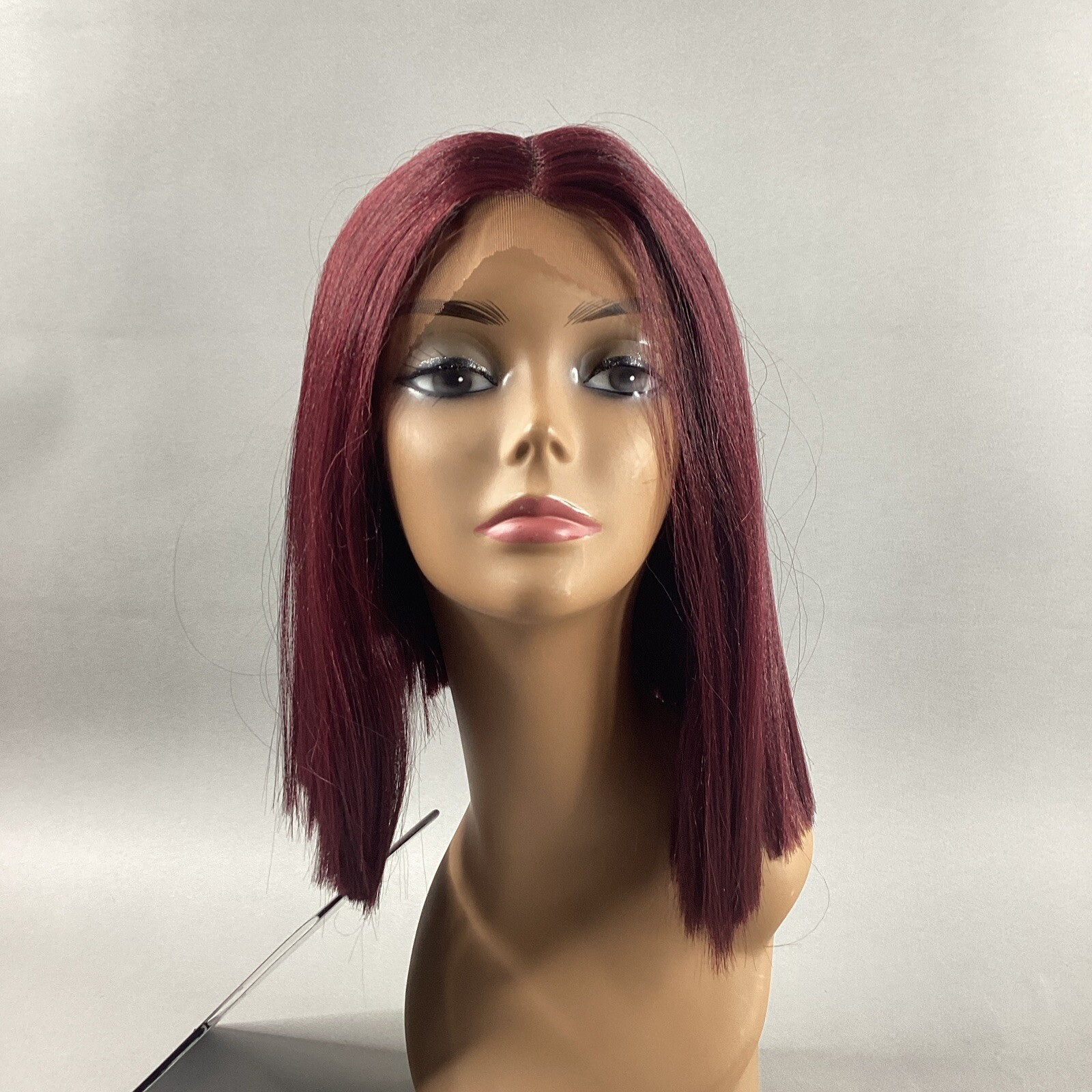 PLW-Selena Short Straight #99J Dark Plum Remi Quality Lace Wig Curl Safe
