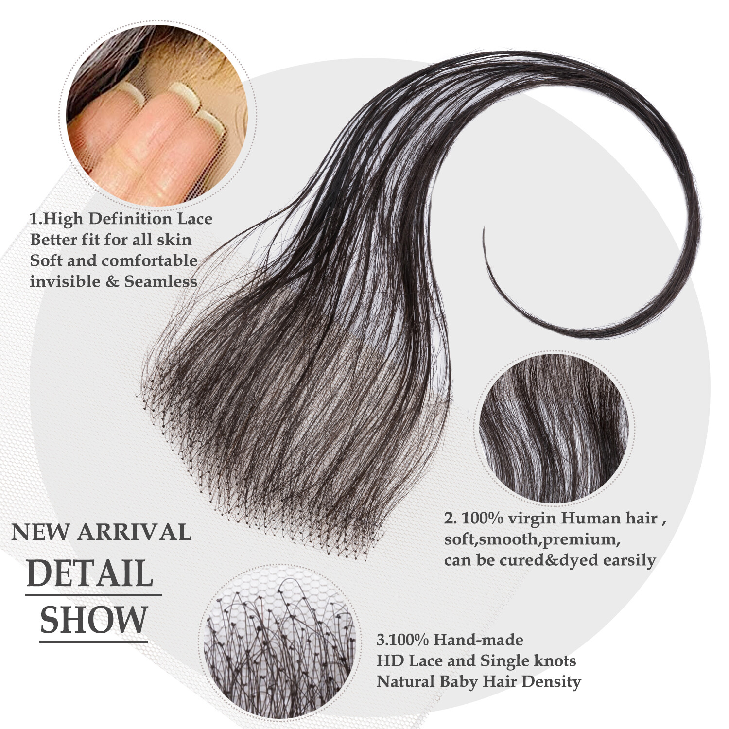 100% Human Hair Brazilian Lace Baby Hair Stripes Human Hair 4PCS Hair Edge BLACK