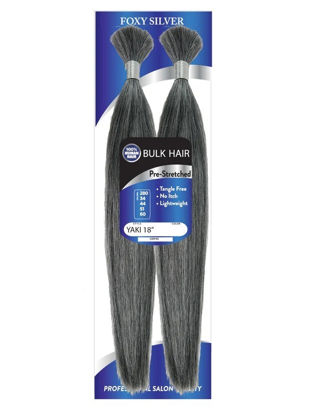 Foxy Silver Yaki Bulk, 100% Human Hair, 12″-18″, Natural, Tangle free hair