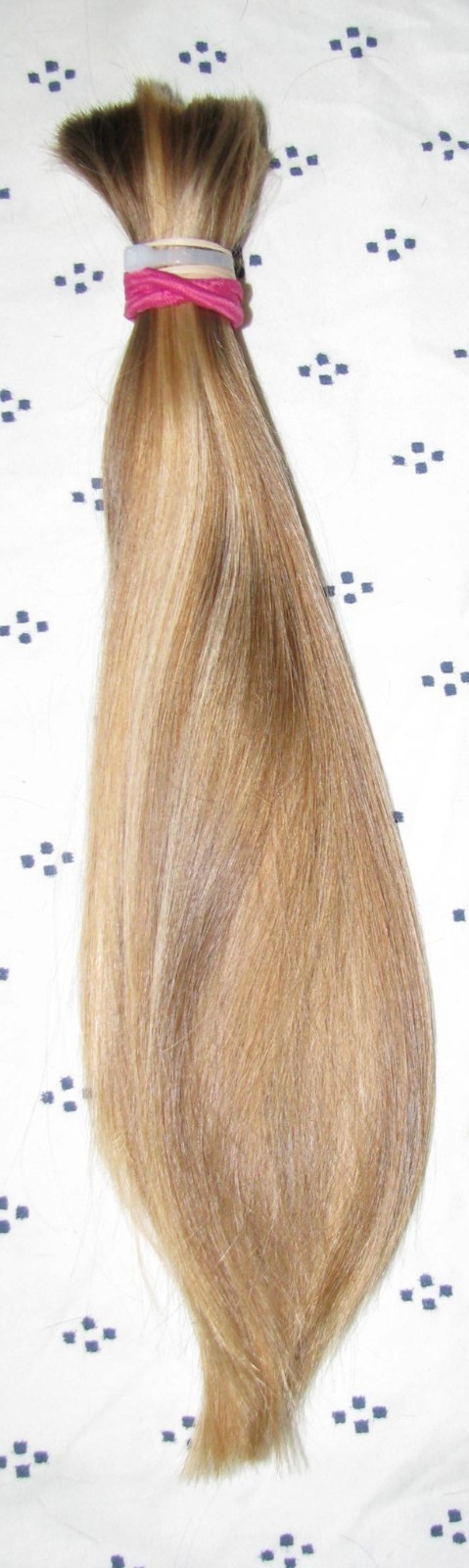 HUMAN HAIR HAIRCUT 12 INCH 2.6oz THICK BLONDE BLEND PONYTAIL REBORN DOLLS T43