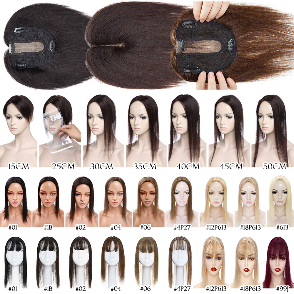 Topper Toupee Clip In Remy 100% Human Hair Lace Base Wiglet Hairpiece Hand-tied