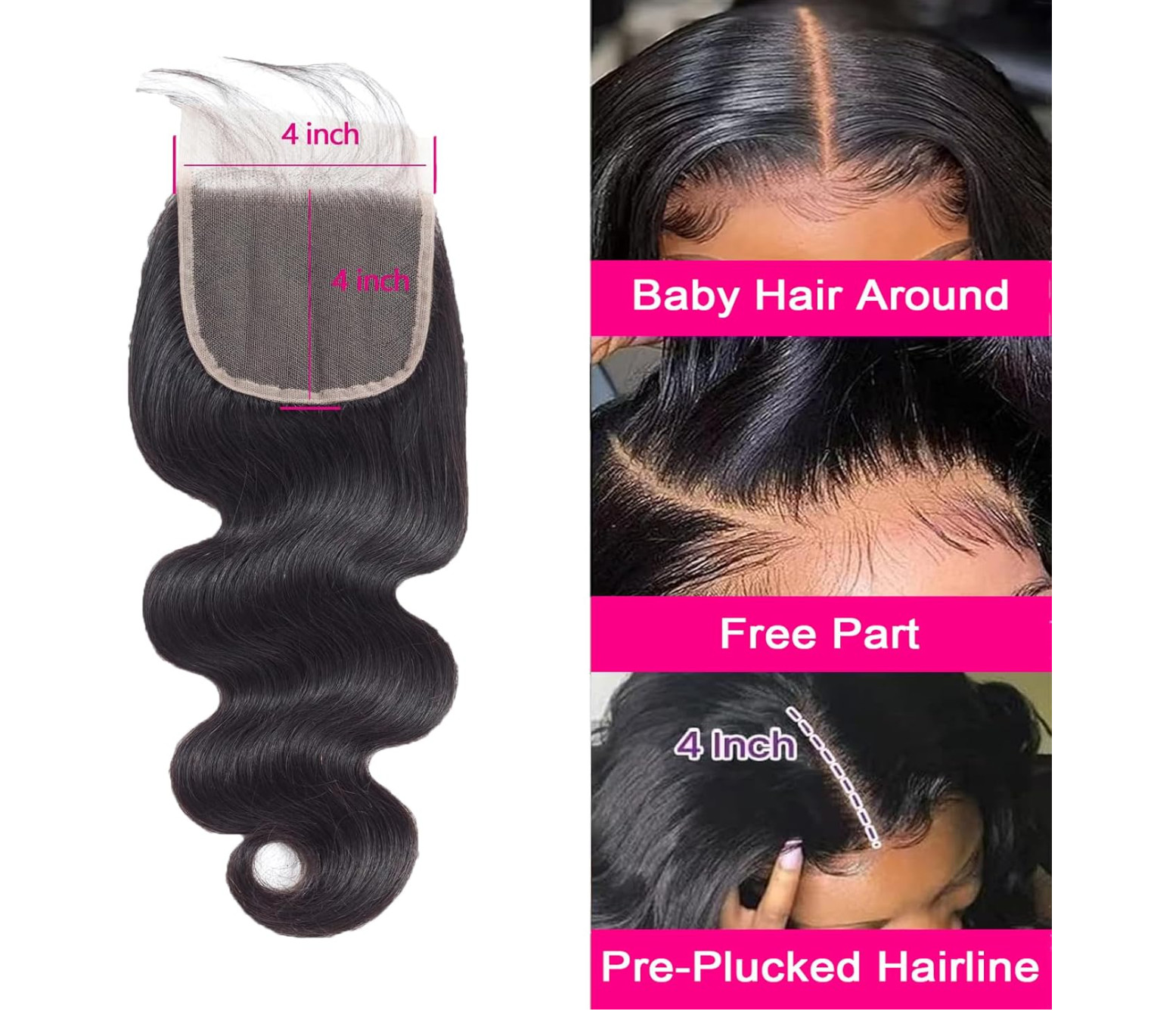 4×4 Human Hair Lace Closure Body Wave HD Lace Closure 14 Inch