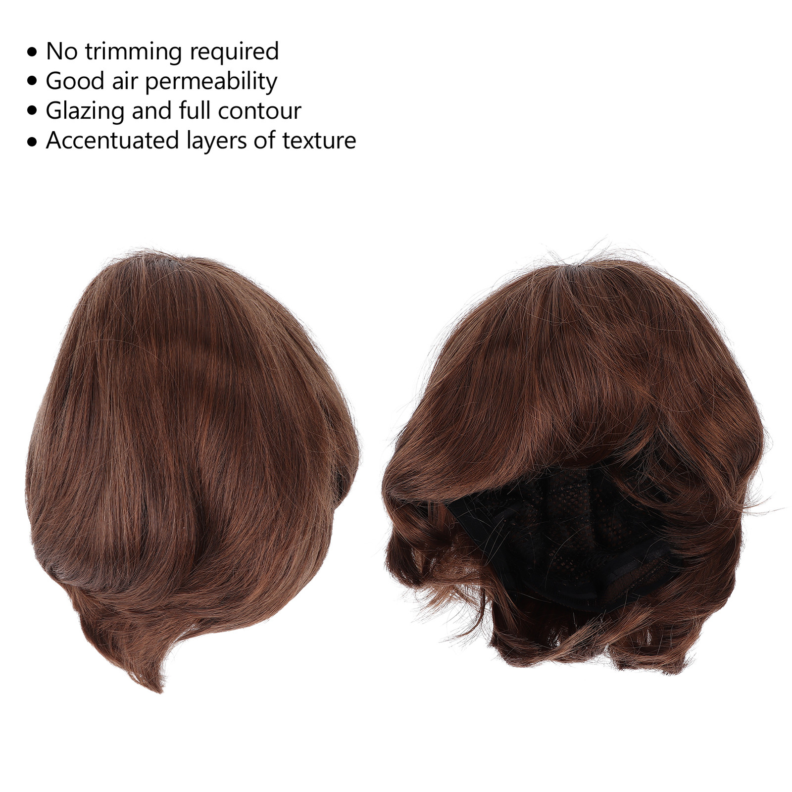 Men Short Light Brown Wig Male Short Straight False Hair Full Wig for Halloween