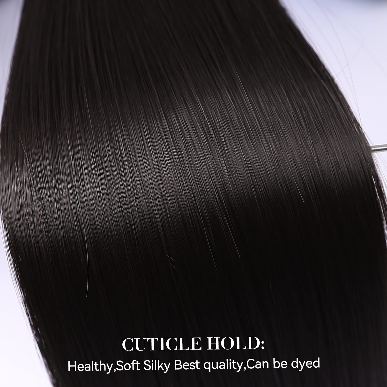 20″ Dark Brown-Black Clip-In Hair Extensions, Soft & Thick, 4pcs for Women