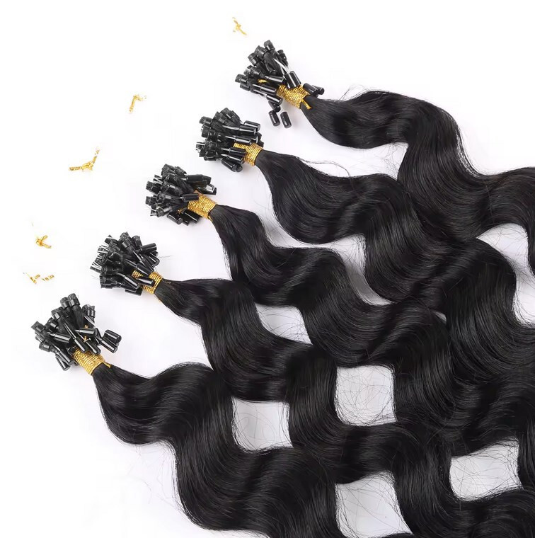 Pre Bonded Body Wavy Micro Beads Ring Loop 100% Remy Human Hair Extension 50g