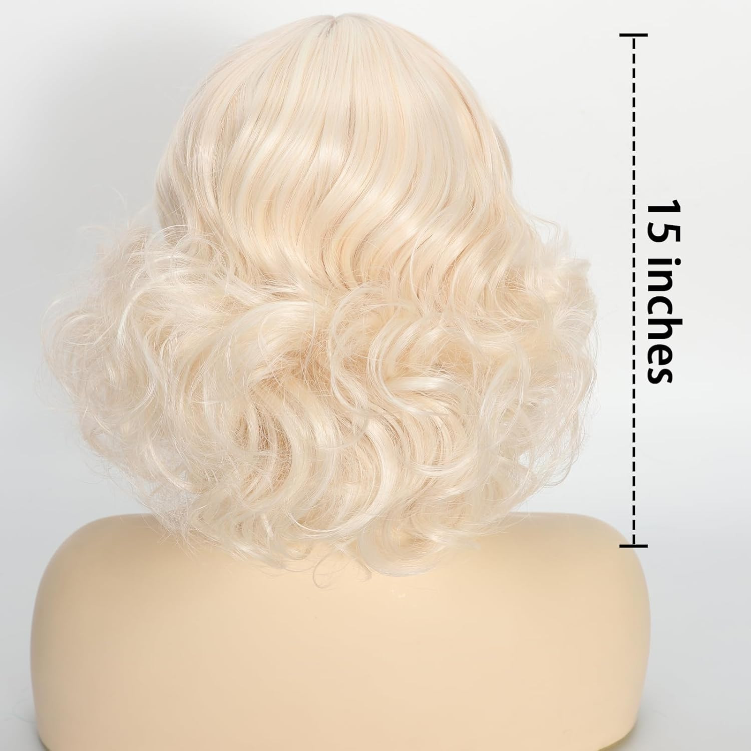 Beige Short Bob Wig with Bangs for Women Honey Blonde Synthetic Curly Natural Ha