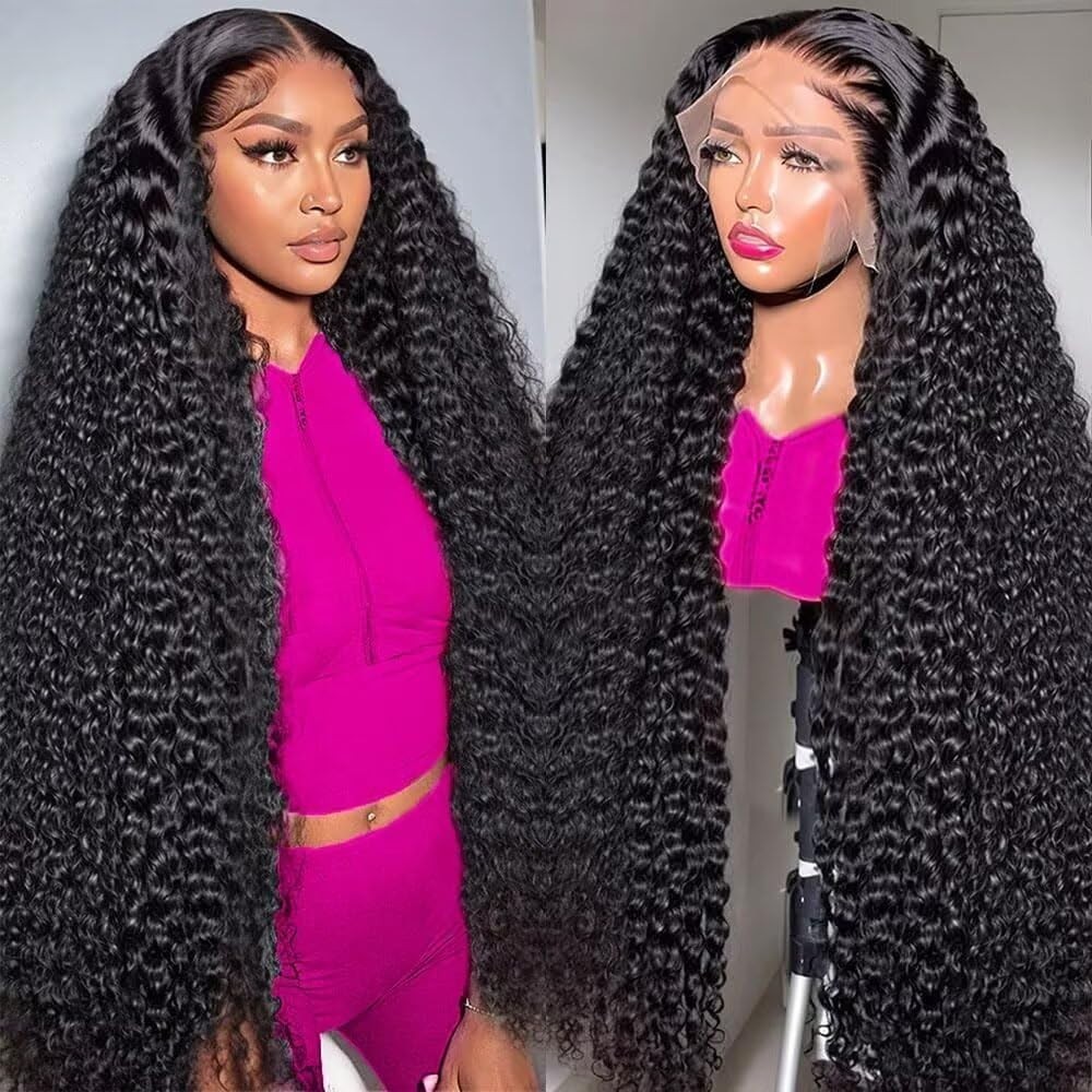 30″ Deep Wave Lace Front Wig – 13×6 HD Transparent Curly Human Hair, 200% Densit