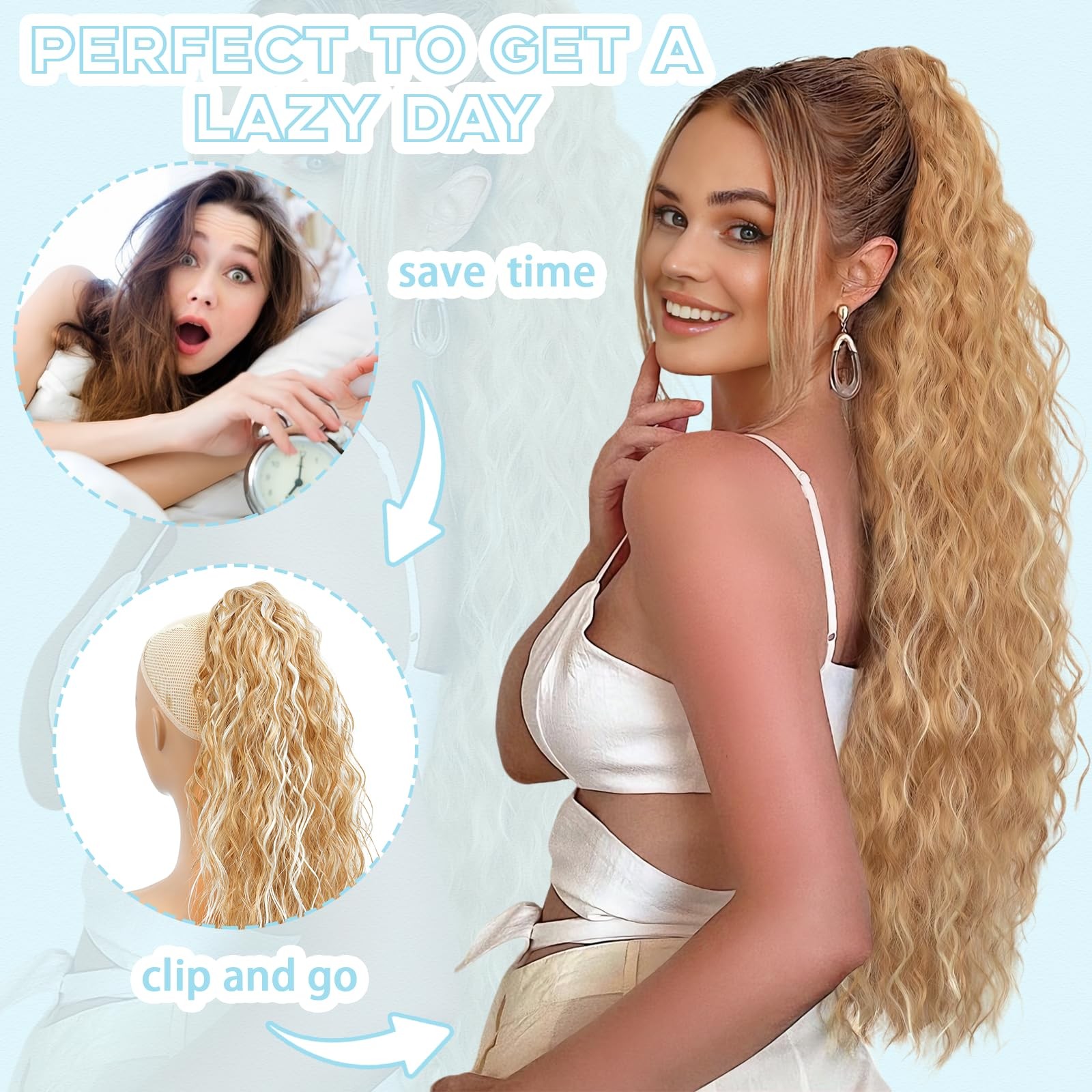 LEDIZE Ponytail Extension, Claw Clip on Pony tails 18 Inch, Chocolate Brown