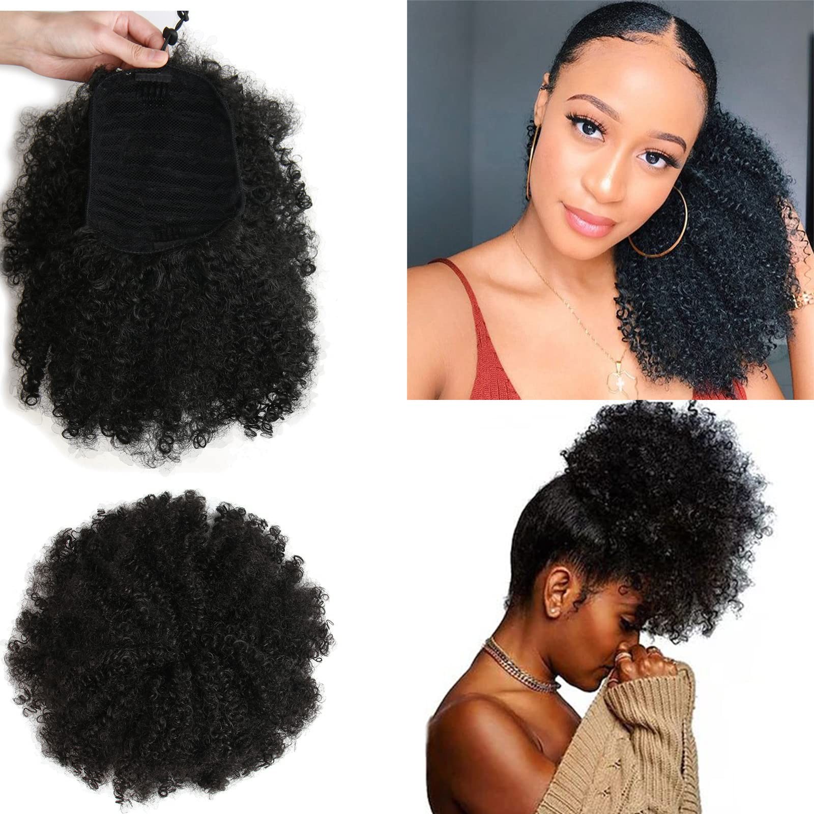 Afro Puff kinky curly Drawstring Ponytail Extension for Women Afro Drawstring…