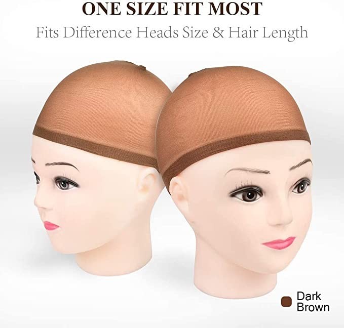 12 PCS Wig Cap Liner Stocking Cap Nylon Stretch Black brown Beige