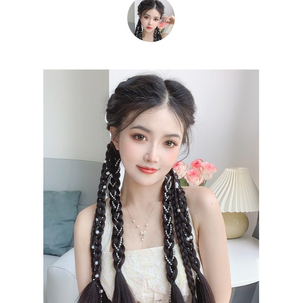 Boxing Braids Synthetic Hair Extension with Pearl Accents High Temperature Wire