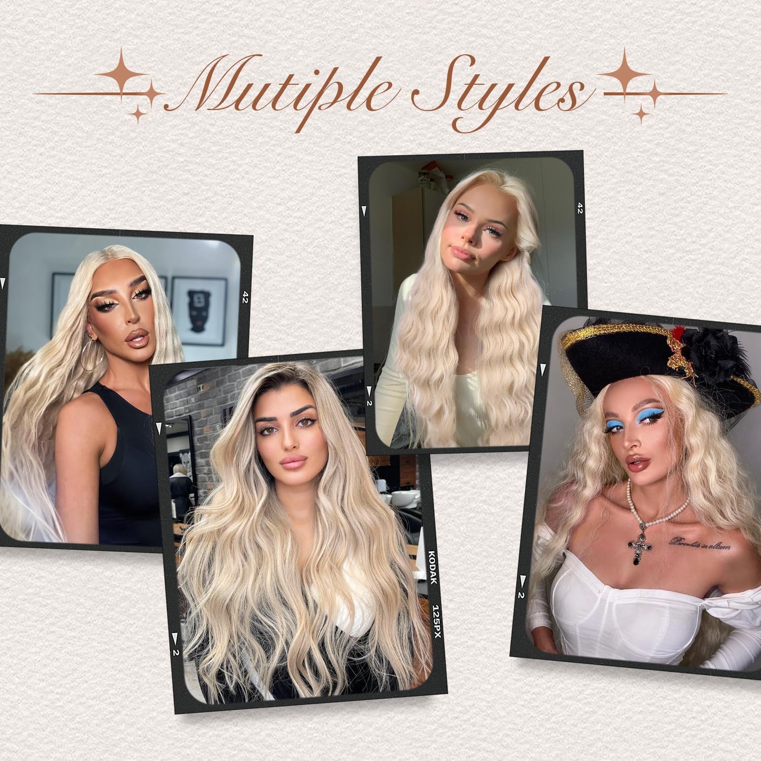 28 Inches Platinum Blonde Wigs Long Blonde Curly Wigs for White Women Long Wa…