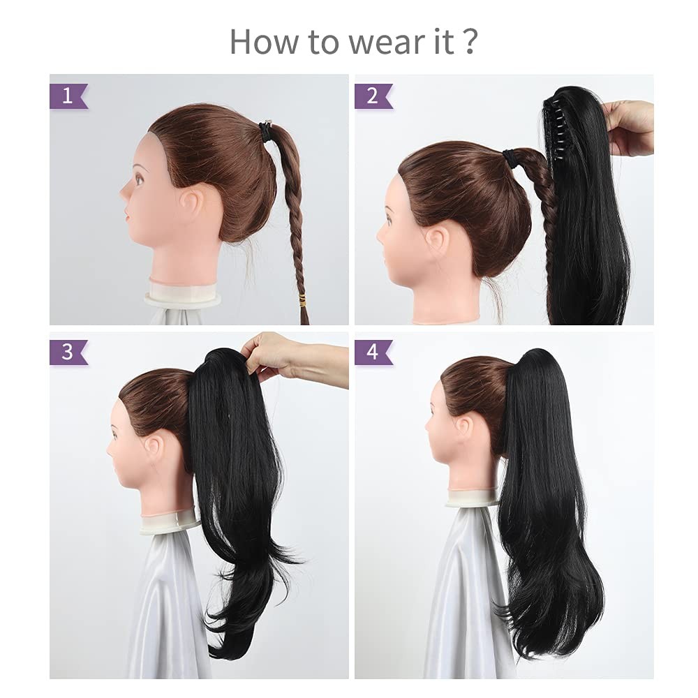 2Pc Blonde Ponytail Extension Claw Clip in Pony Tails Hair Soft & Natural 12″