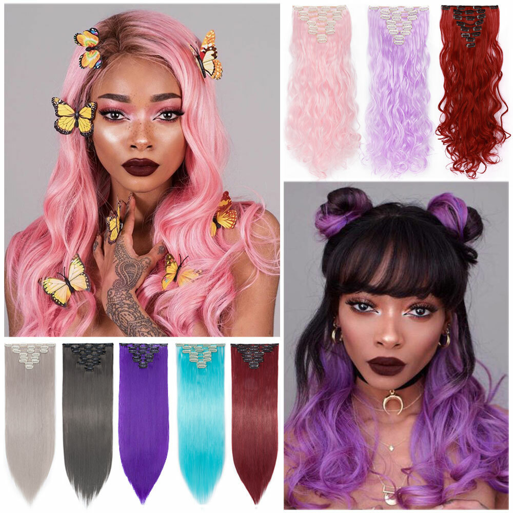 CLEARANCE Clip In Hair Extensions Full Head Natural As Human Real Long Thick USA