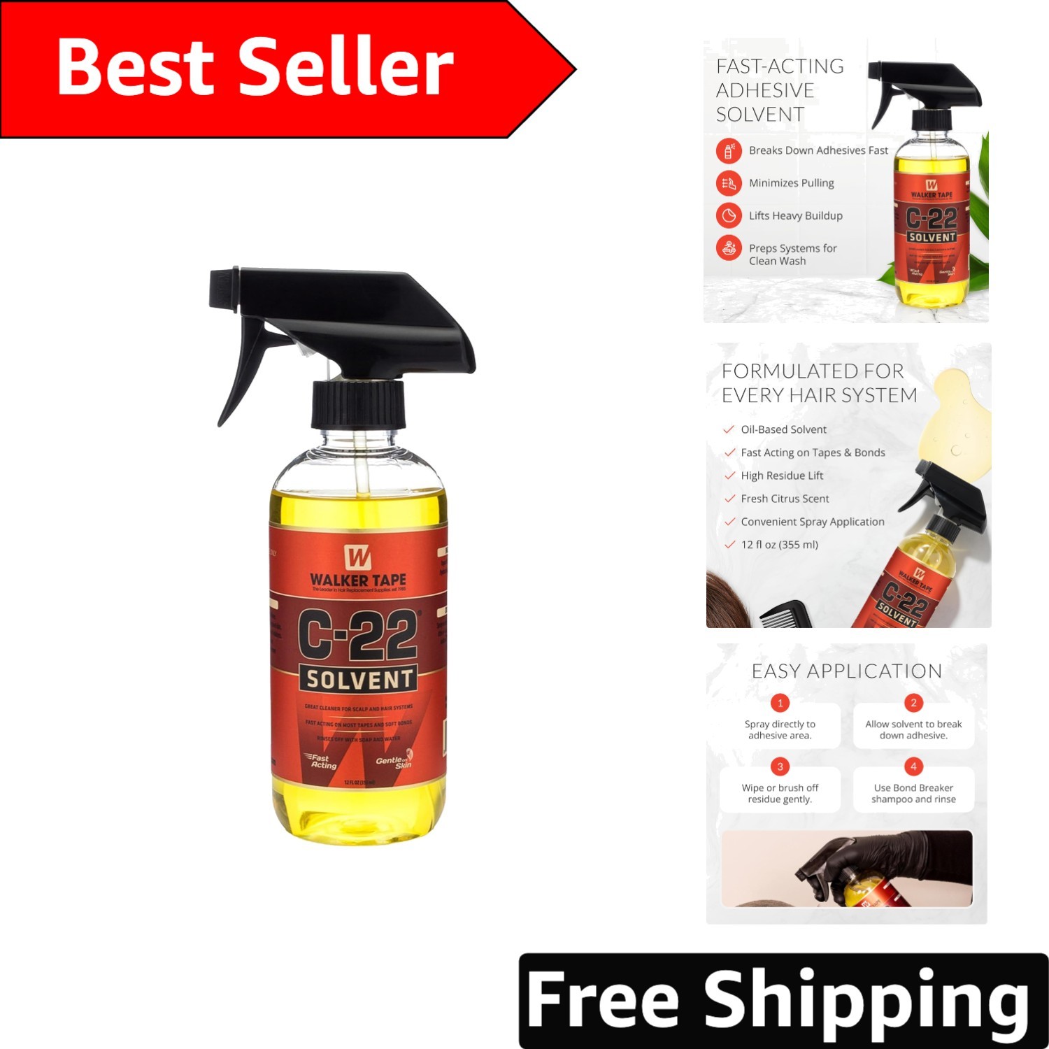 12 oz C-22 Wig Tape Remover Spray – Effective Adhesive Cleaner for Hairpieces