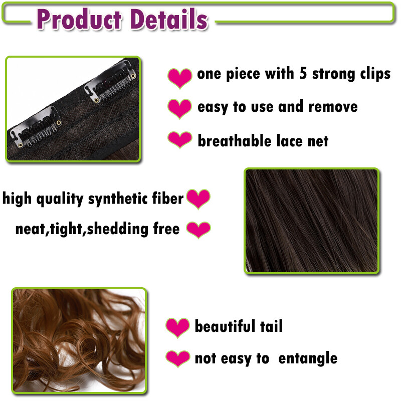 Long Curly Wavy One Piece Clip in Real as Human Hair Extensions Natural THICK US