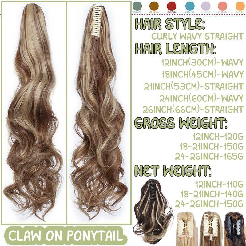 Real Thick Clip In Pony Tail Hair Extensions Claw Clip On Ponytail As Human Hair