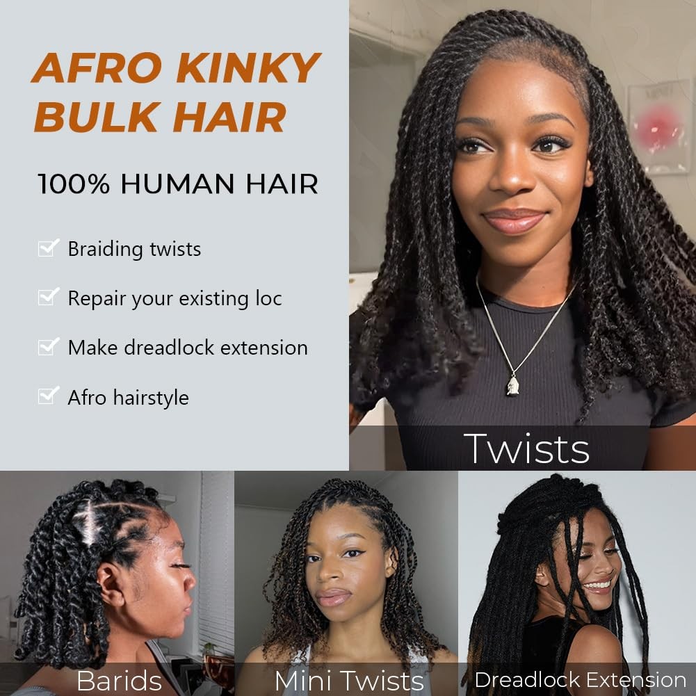 Fashion Idol Afro Kinkys Bulk Human Hair For Mini Twist Dreadlock Extensions
