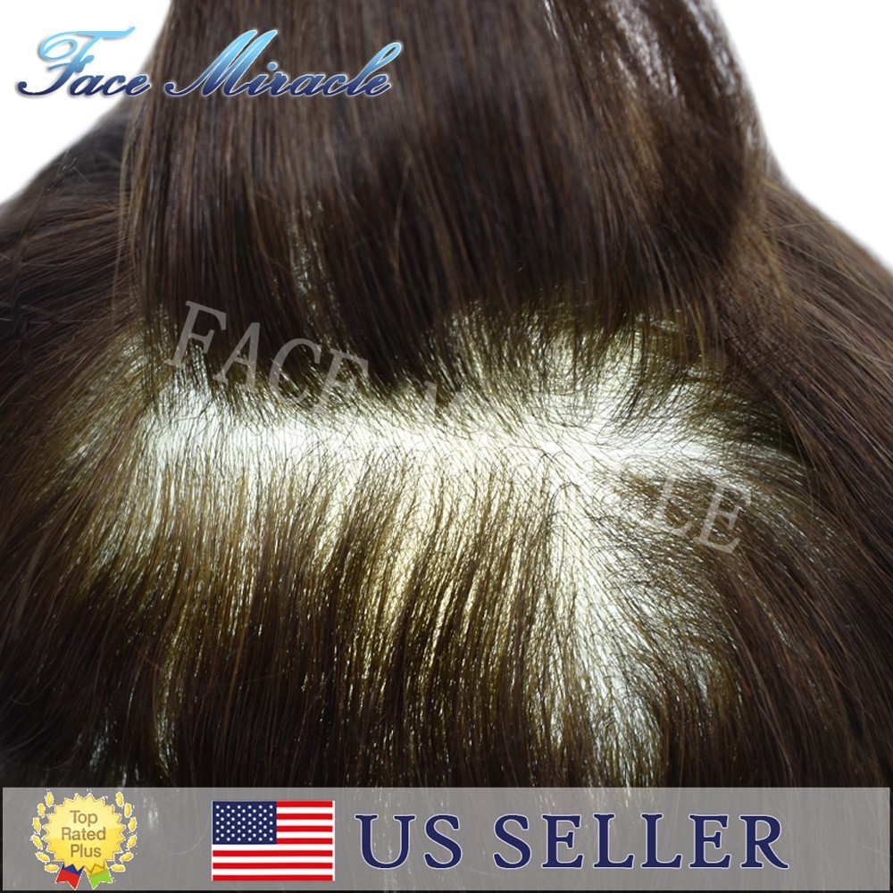 Super Thin Skin Mens Hairpieces Indian Human Hair Replacement System V-Looped PU