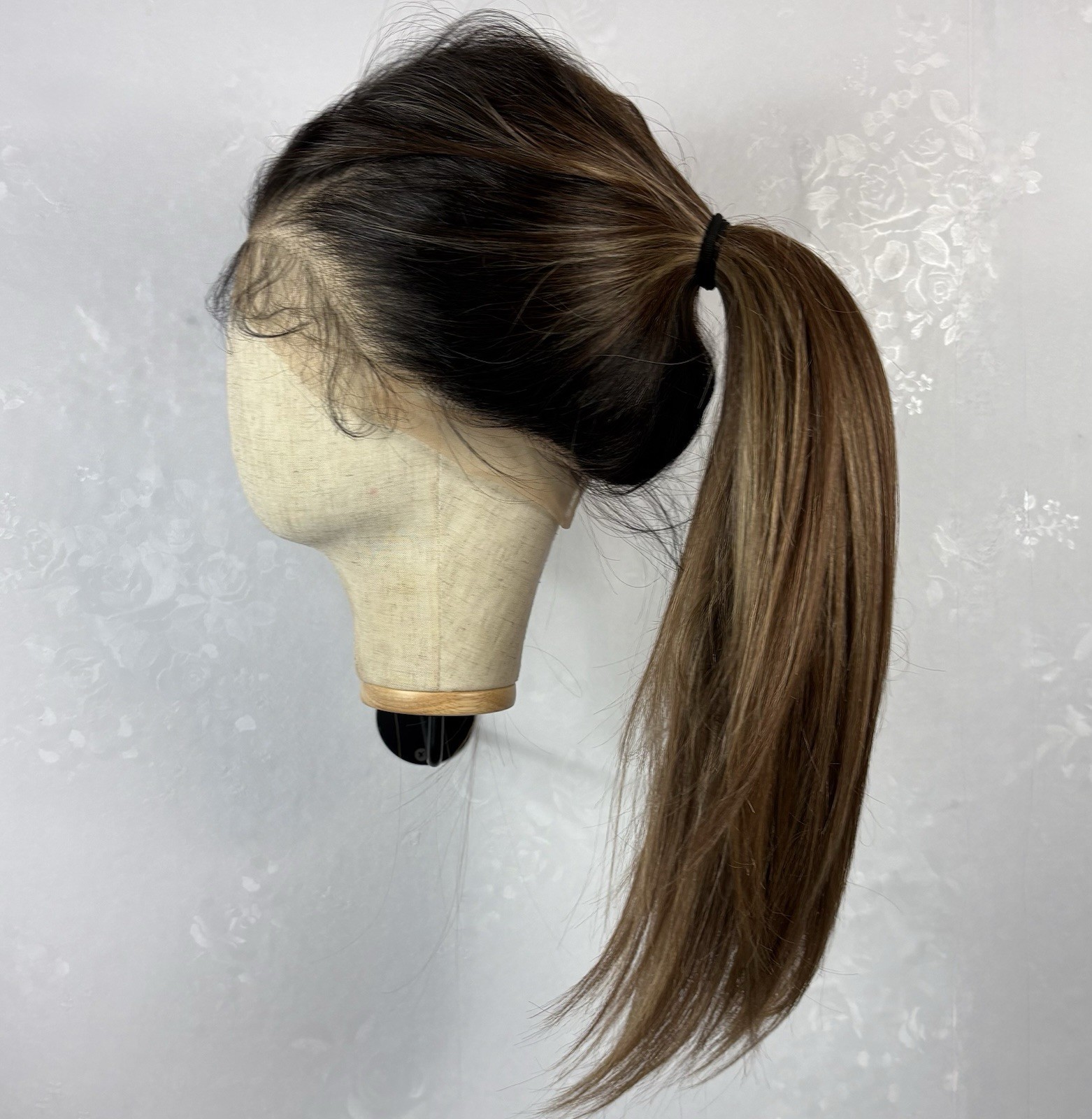 24” Daily wear WIG! 360 Lace Rts Ash Brown With Highlights Human Hair blend