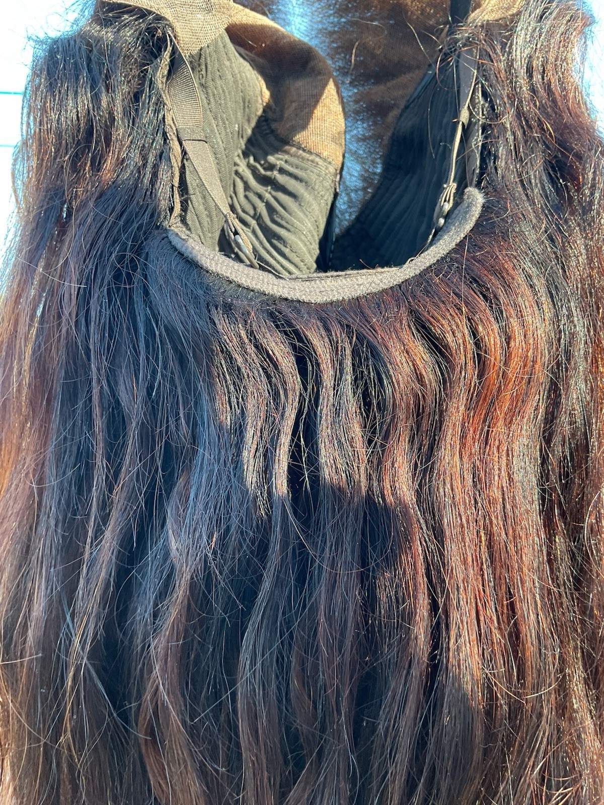 100% Human Hair Glueless Lacetop 26” Wavy Dark Brown/Auburn Highlights NWOT