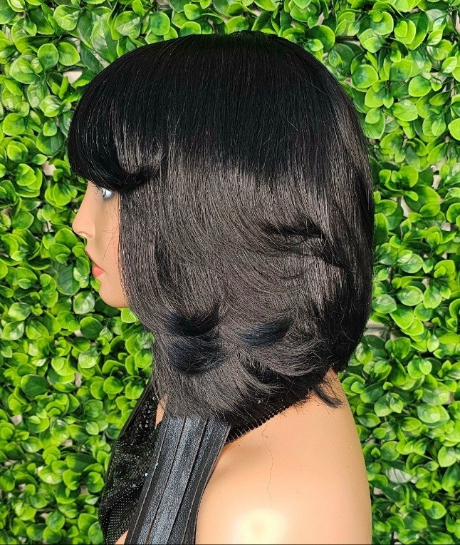 Swoop Bang Bob Wig: Peruvian Remy Human Hair, Glueless Short Cut
