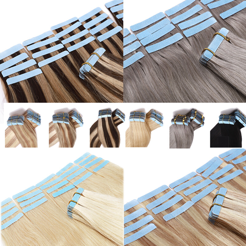 Any Color 8A Russian Super Remy Tape In Skin Weft 100% Human Hair Extensions