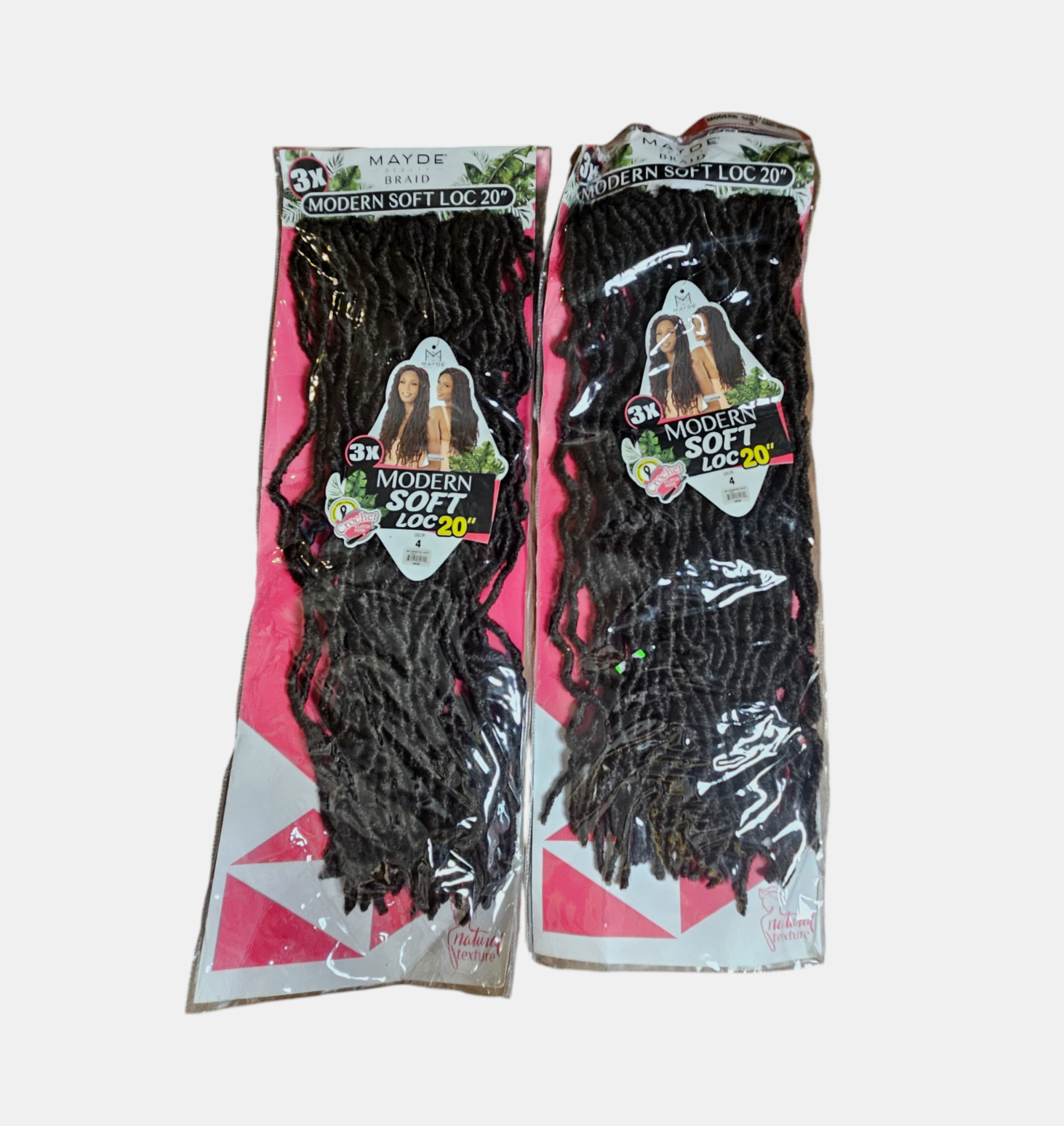 Lot of 2 Mayde Beauty Braid 3X Modern Soft Locs 20″ #4 Natural Texture NWT