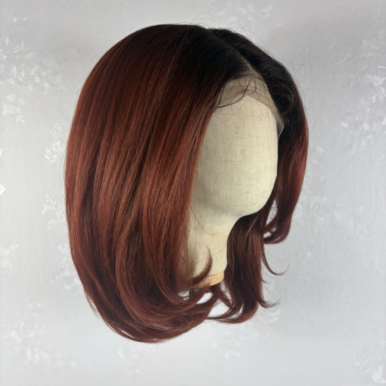Daily wear WIG! Short Classy Bob Wig, ombre Copper Human Hair Blend, Lace Front