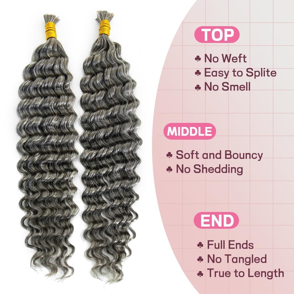 Krn Human Braiding Hair For Boho Braids 100G/Pack 2 Bundles Deep Wave Bulk