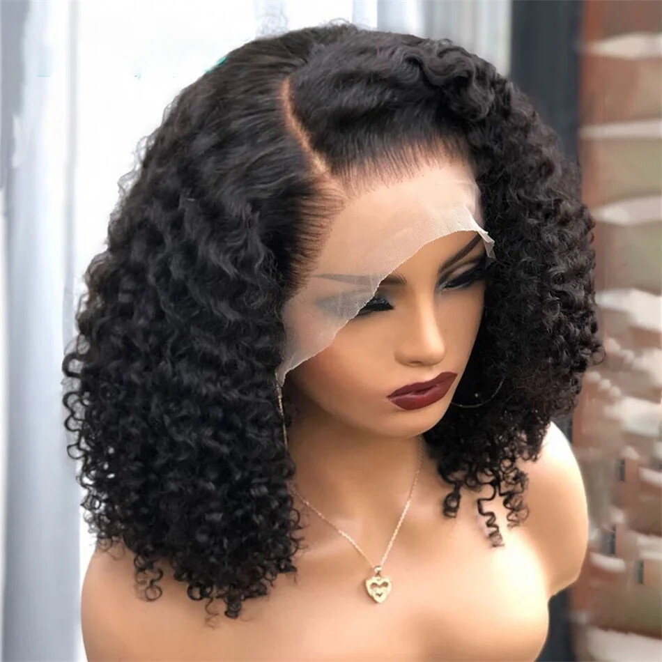 Short Bob Wig Lace Closure Curly Wave Deep Wave Lace Front Human Hair Wigs