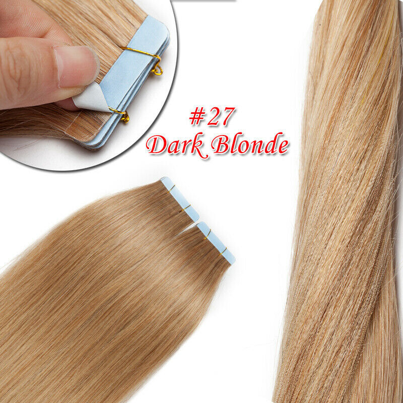 Tape in Hair Extensions Remy Human Hair Seamless Invisible Glue Skin Weft Hair