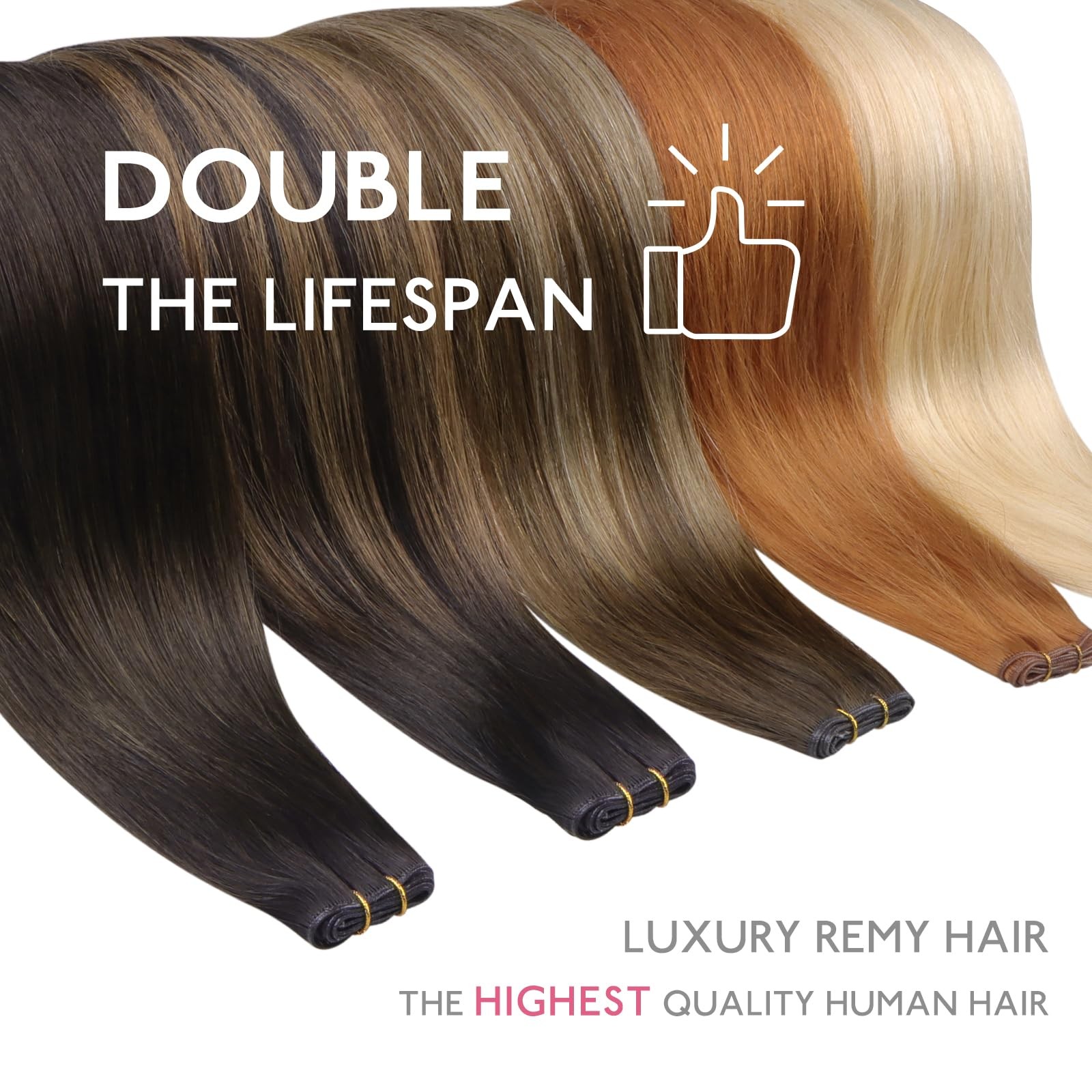 Sew in Weft Hair Extensions 50g 16″ Auburn Ginger – Natural Luxury Remy